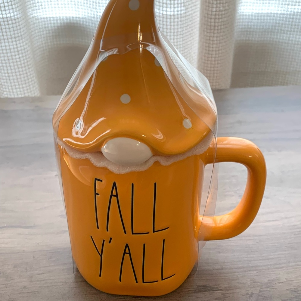 Rae Dunn FALL Y’ALL mug with gnome topper